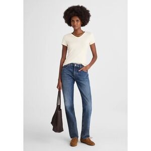 NWT Madewell The 90s V-Neck Baby Tee in Compact Cotton Size Medium Vintage Ivory